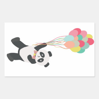Panda Party - Panda mit Balloons-Aufkleber Rechteckiger Aufkleber