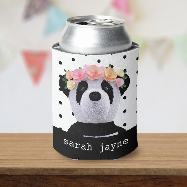 Panda Party Polka Dot Name Can Cooler Dosenkühler (Perfect for Panda Parties and baby shower favors. Just add your name)
