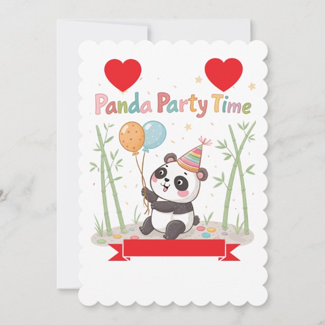 Panda Party Time Einladung (Vorderseite)
