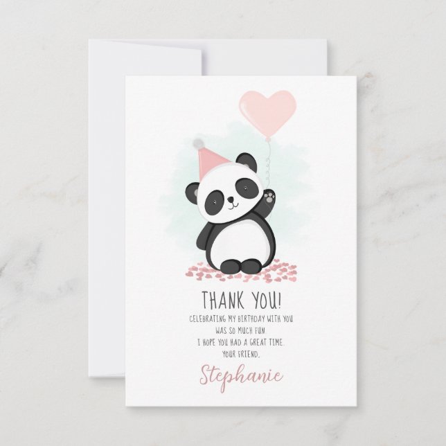 Panda Party Vielen Dank Einladung (Vorderseite)
