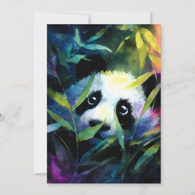 Panda Peeking Bamboo Watercolor Ankündigung (Vorderseite)