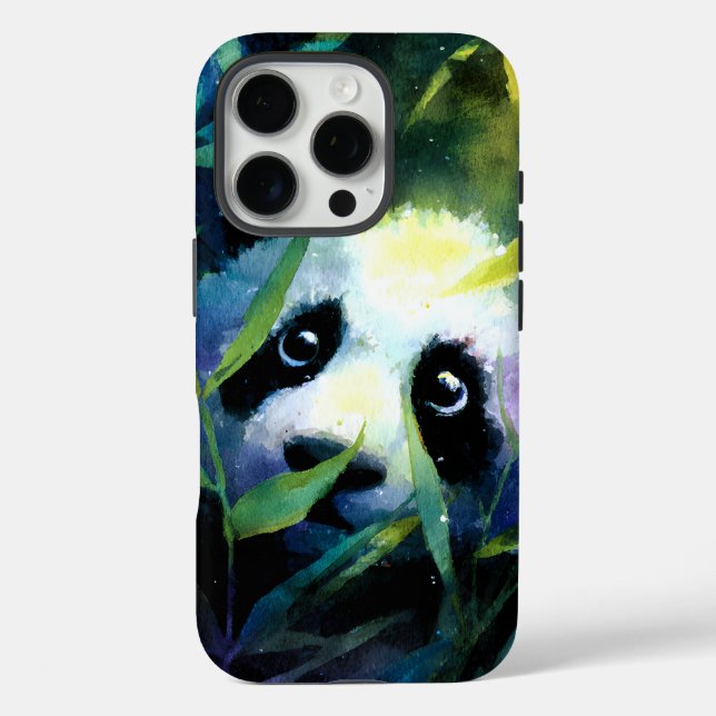 Panda Peeking Bamboo Watercolor Case-Mate iPhone Hülle (Rückseite)