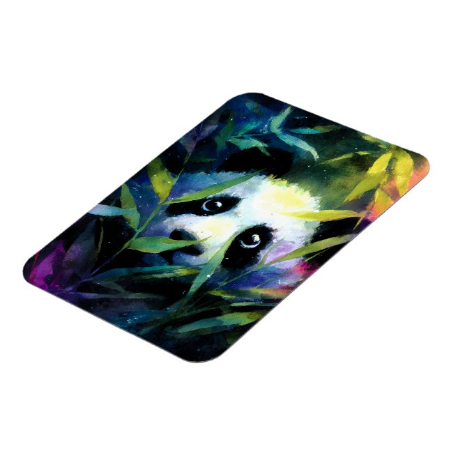 Panda Peeking Bamboo Watercolor Magnet (Linke Seite)