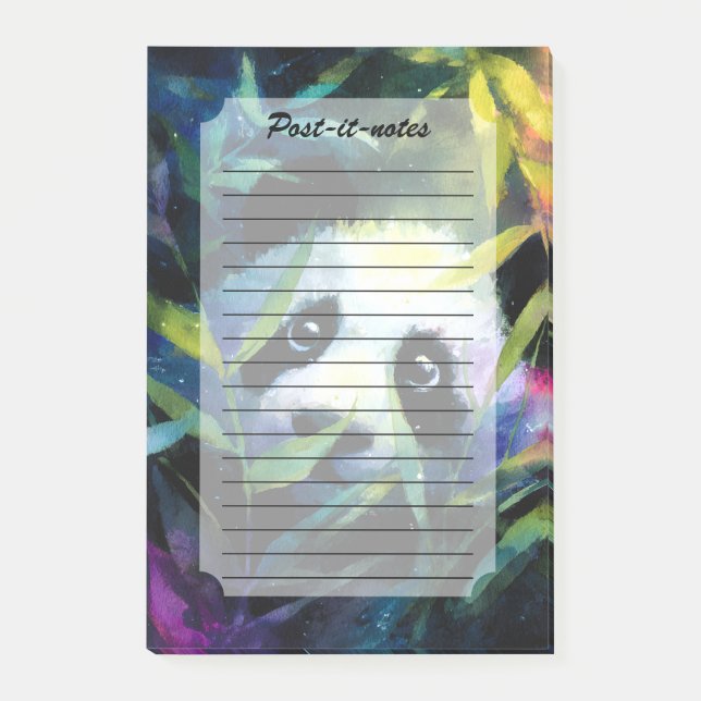 Panda Peeking Bamboo Watercolor Post-it Klebezettel (Vorderseite)