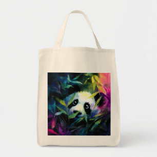 Panda Peeking Bamboo Watercolor Tragetasche