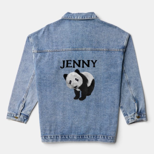 PANDA PERSONALISIERT CUSTOM JEAN DENIM JACKET JEANSJACKE (Rückseite)