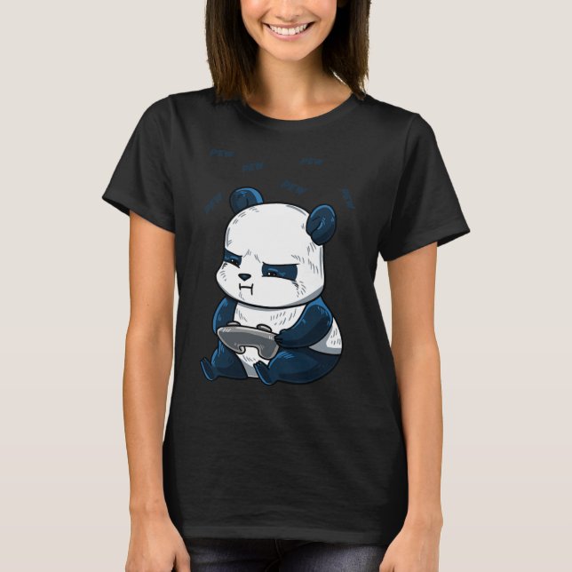 Panda Pew Niedlich Hob T-Shirt (Vorderseite)
