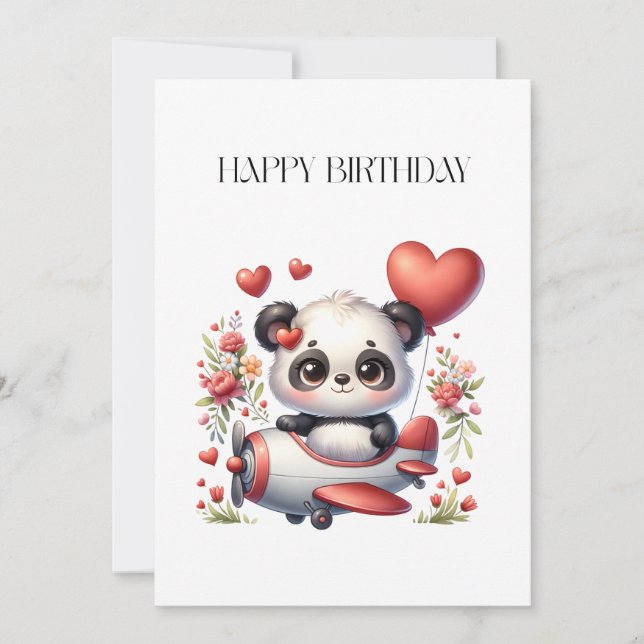 Panda-Pilot-Geburtstag Einladung (Vorderseite)