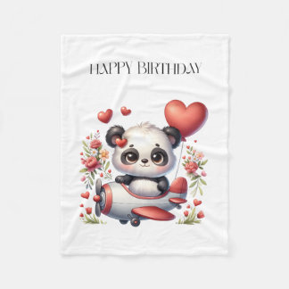 Panda-Pilot-Geburtstag Fleecedecke