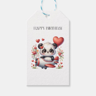 Panda-Pilot-Geburtstag Geschenkanhänger