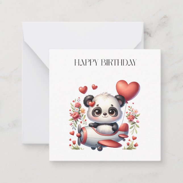 Panda-Pilot-Geburtstag Mitteilungskarte (Vorderseite)