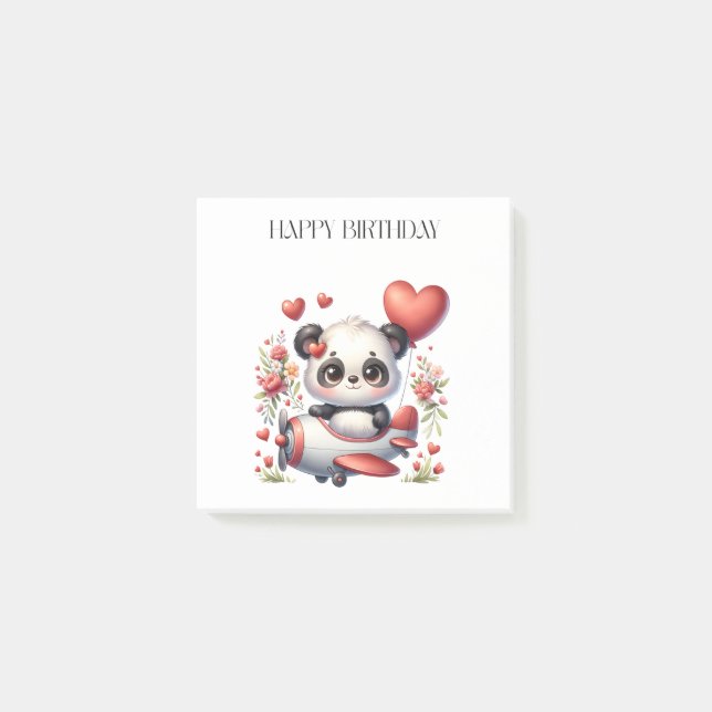Panda-Pilot-Geburtstag Post-it Klebezettel (Vorderseite)