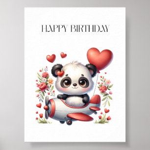 Panda-Pilot-Geburtstag Poster