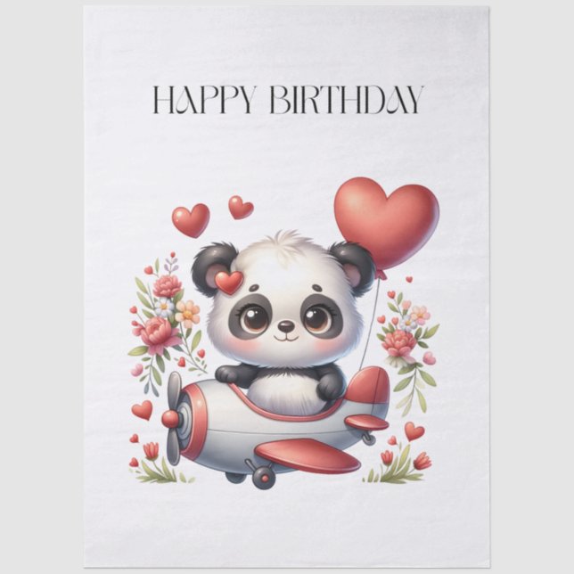 Panda-Pilot-Geburtstag Seidenpapier (Vorderseite)