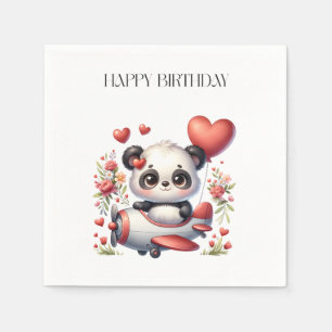 Panda-Pilot-Geburtstag Serviette