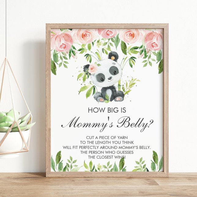 Panda Pink Floral Wie groß ist Mama's Belly Game Poster (Von Creator hochgeladen)