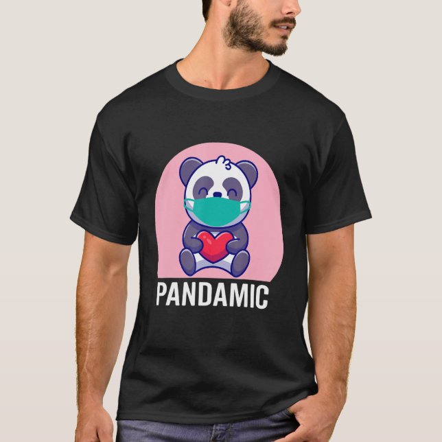 Panda Pink Heart T-Shirt (Vorderseite)