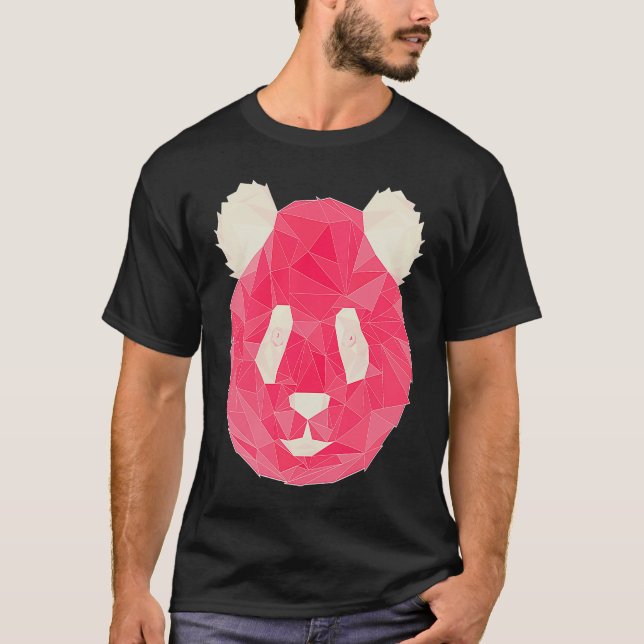 Panda Pink Polygon Style T-Shirt (Vorderseite)
