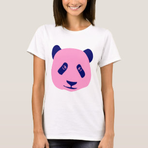 Panda - Pink und Dunkelblau T-Shirt
