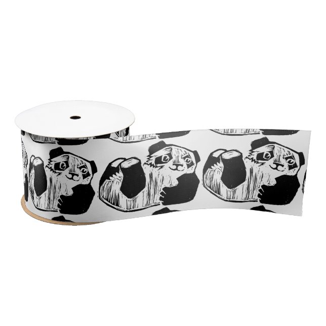 Panda Play 3" Wide Satin Ribbon, 2 Yard Spool Satinband (Spule)