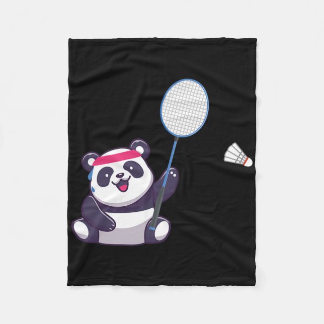 Panda Playing Badminton Funny Sports Player Coach Fleecedecke (Vorderseite)