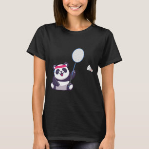Panda Playing Badminton Funny Sports Player Coach T-Shirt