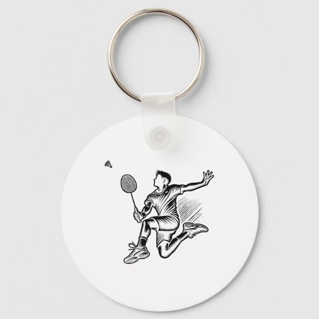 Panda Playing Badminton Player Shuttle Schlüsselanhänger (Vorderseite)