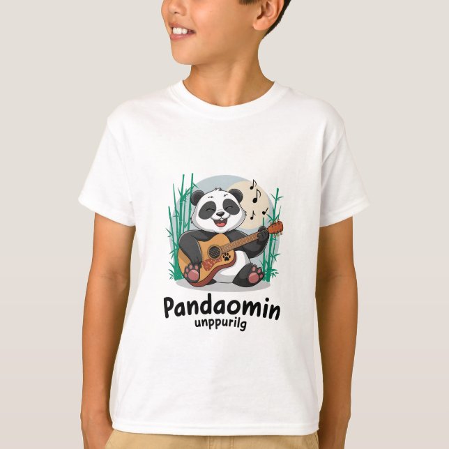 Panda Playing Guitar - Niedliche Musical Panda T-Shirt (Vorderseite)