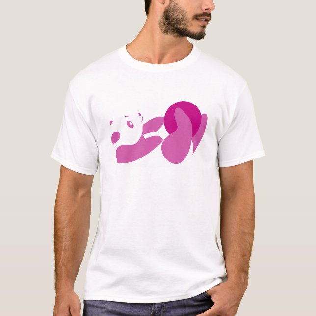 Panda Playing (Lila) T-Shirt (Vorderseite)