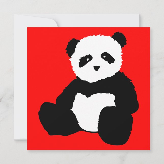 Panda-Plüsch: Farbe anpassbar Einladung (Vorderseite)