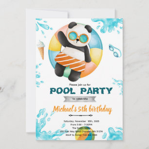 Panda-Poolparty-Geburtstagseinladung Einladung