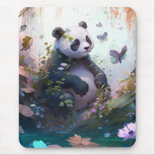 Panda Portrait Animal Painting Wildlife Mousepad