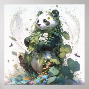 Panda Portrait Animal Painting Wildlife Poster