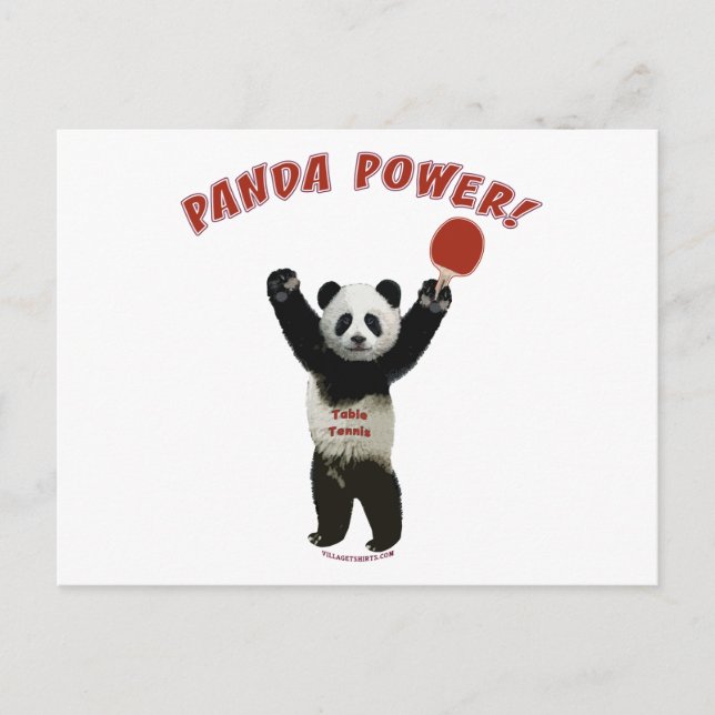 Panda Power Ping Pong Postkarte (Vorderseite)