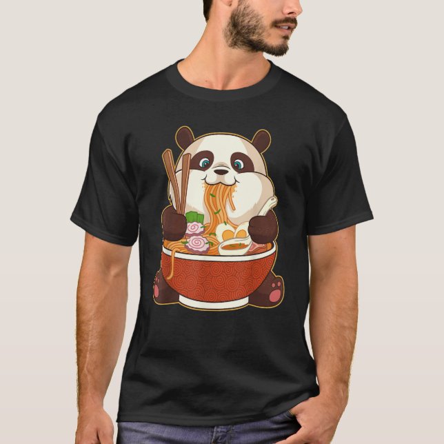 PANDA POWERBY RAMEN | Fett Panda Eating Ramen T-Shirt (Vorderseite)