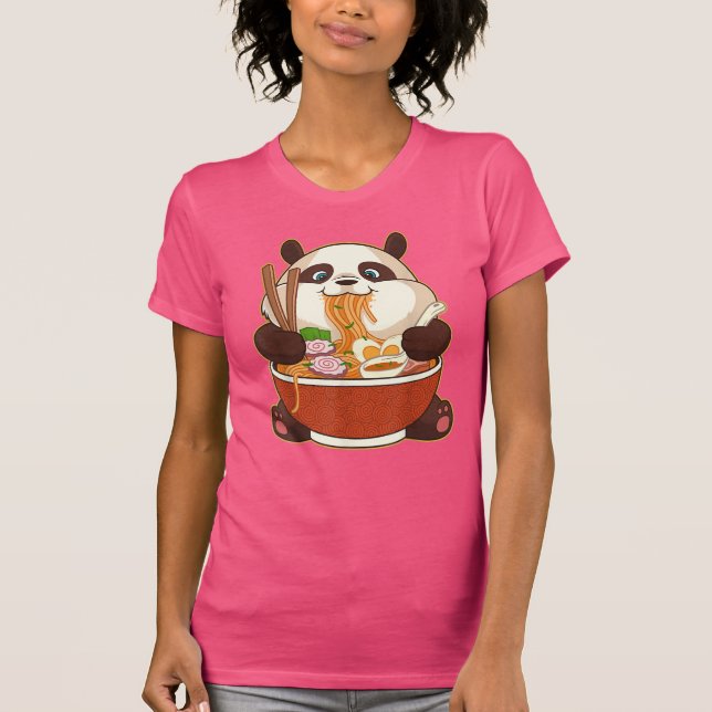 PANDA POWERBY RAMEN | Fett Panda Eating Ramen T-Shirt (Vorderseite)