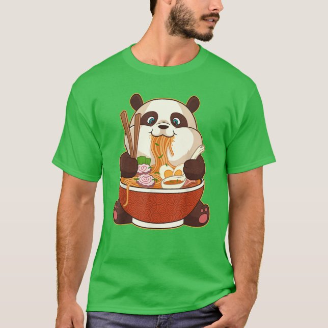 PANDA POWERBY RAMEN | Fett Panda Eating Ramen T-Shirt (Vorderseite)