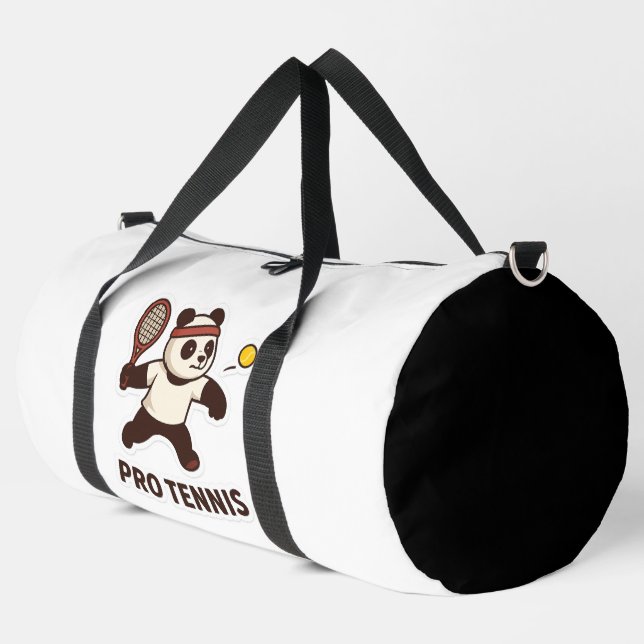 Panda Pro Tennis Sticker - Niedliches Sportdesign Duffle Bag (Linke Ecke)