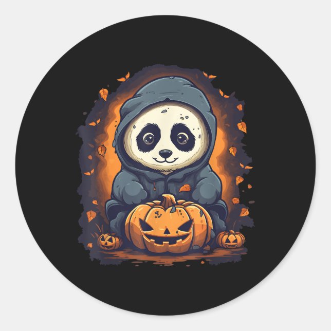 Panda Pumpkin Panda Halloween Runder Aufkleber (Vorderseite)