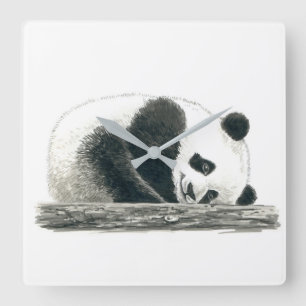 Panda Quadratische Wanduhr