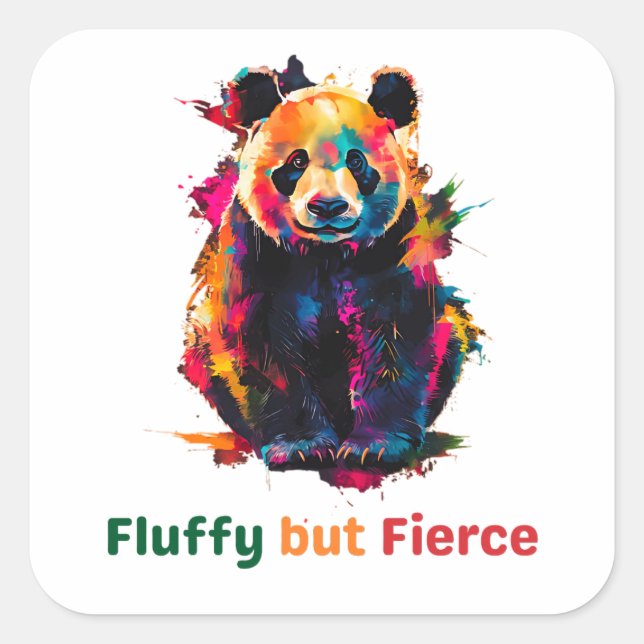 Panda Quadratischer Aufkleber (Vorderseite)