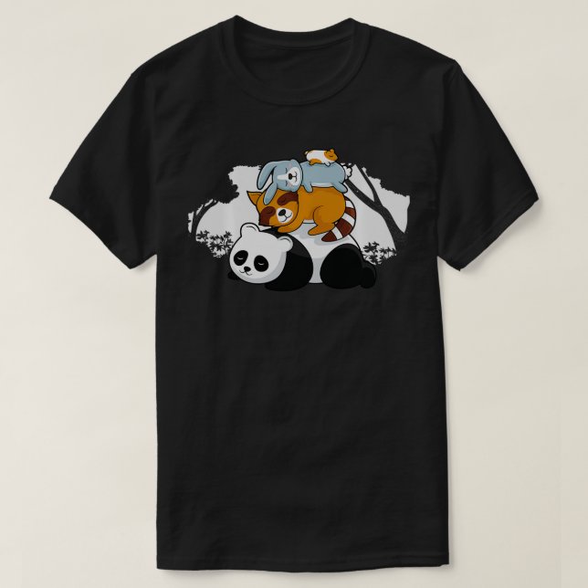 Panda Raccoon Rabbit Hamster Niedliche Schlaftiere T-Shirt (Design vorne)