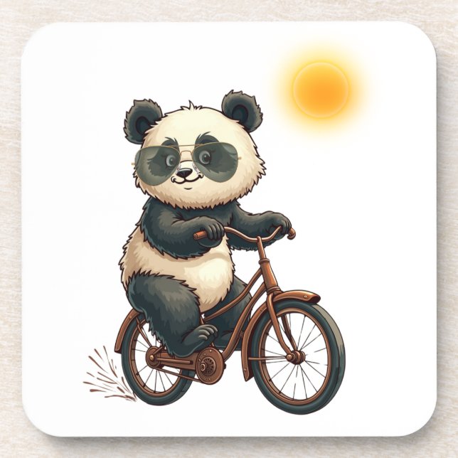 Panda-Radfahren Getränkeuntersetzer (Vorderseite)