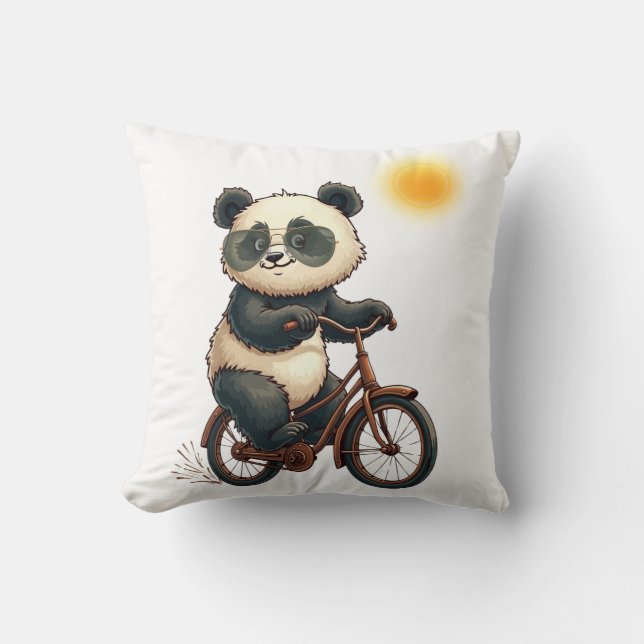 Panda-Radfahren Kissen (Vorderseite)