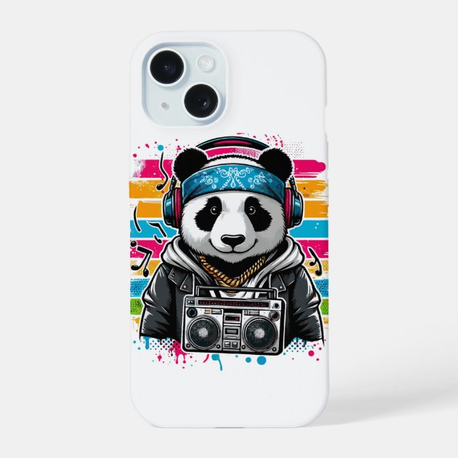 Panda Rapper iPhone 15 Hülle (Rückseite)