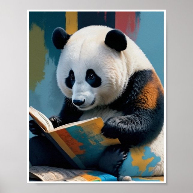 Panda Reading Book Poster Wall Wohngestaltung (Vorne)
