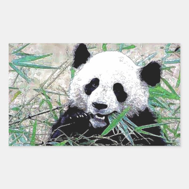 Panda Rechteckiger Aufkleber (Vorderseite)
