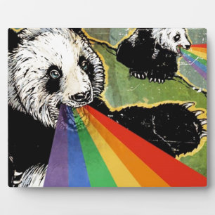 Panda Regenbogen Fotoplatte