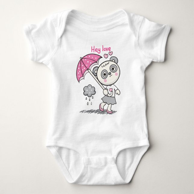 Panda Regenschirm Baby Strampler (Vorderseite)
