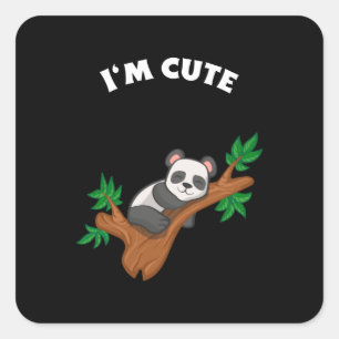 Panda Relaxing - Ich bin Niedlich Quadratischer Aufkleber
